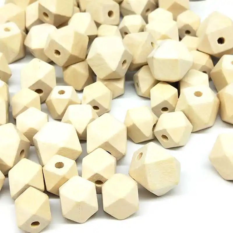 

20/15/10pcs/Lot 10/14/18mm Beads Cheap Polygon Wood Beads Handmade for Necklace Bracelet Jewelry Accessories Making Wholesale