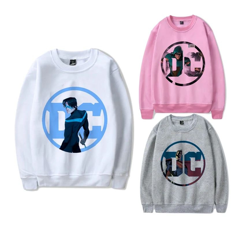 

Printing Justice League Cool DC Anime Logo O-NECK Cartoon Pattern Cool Design Cotton Sweatshirts with Leisure Fashion Jumper