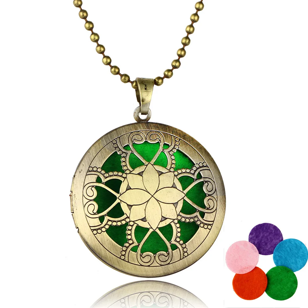Fashion Locket Lotus Chain Aromatherapy Pendant Fragrance Necklace Oil