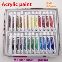 Professional 24 Colors 12ML Acrylic Paint Set Nail Art Painting Water Resistant Paint for Fabric Drawing Tools For Kids DIY