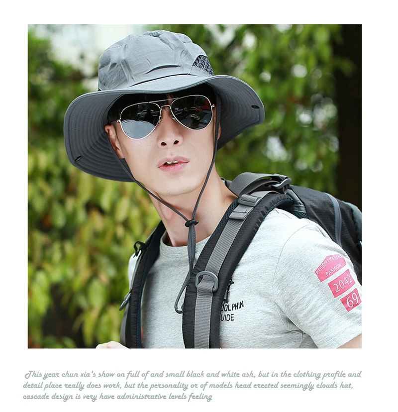 Новая мода Для мужчин профессиональный открытый Пеший Туризм Рыбалка Кепки Для мужчин Sunbonnet шляпа солнца летом Повседневное одноцветное