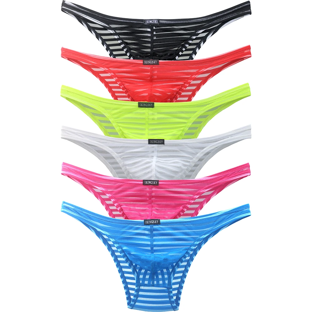 

iKingsky Men's Sexy Brazilian Underwear See Through Bikini Under Panties Half Back Coverage Mens Underwear