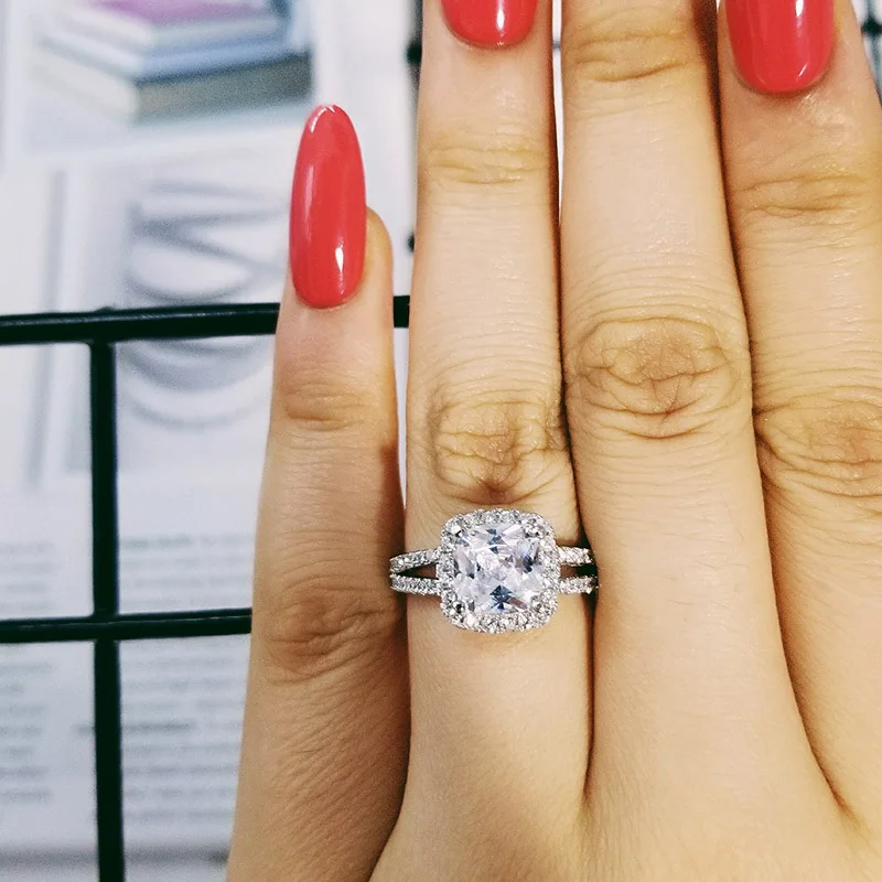 

Fashion engagement wedding promise Ring for Women pink blue fashion finger original design Jewelry R1507