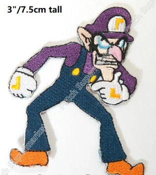 

Waluigi meme Super Mario Brother Game Embroidered iron on patches Cartoon Cute badge applique cosplay costume diy