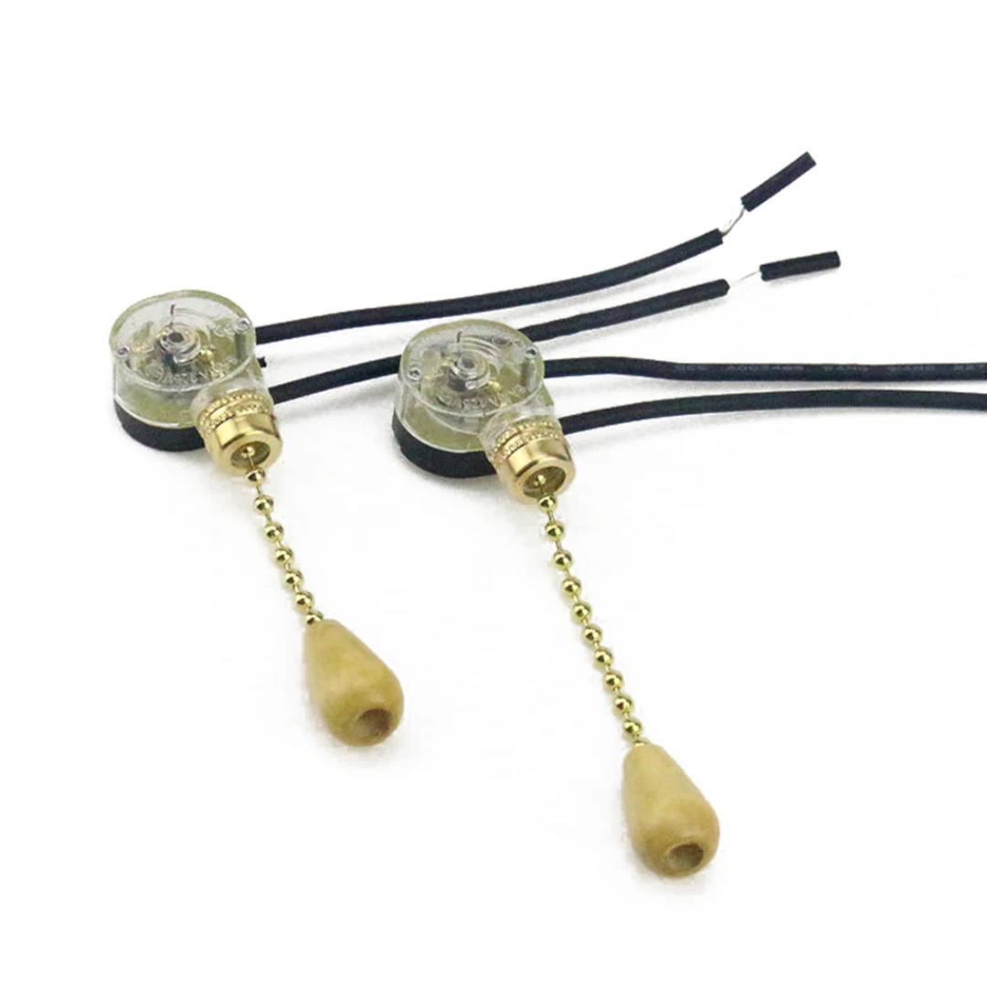 

2Pcs Pull Chain Switch 3A/250V 6A/125V Fan Ceiling Wall Lamp Lights Replacement Switch 2 Wire Connectors Mayitr
