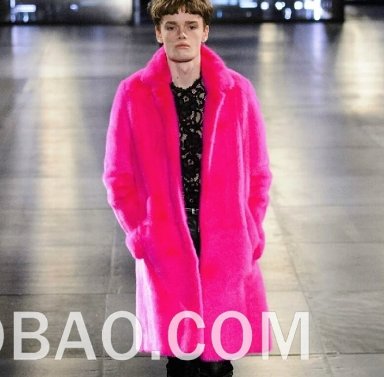 pink fur coat mens