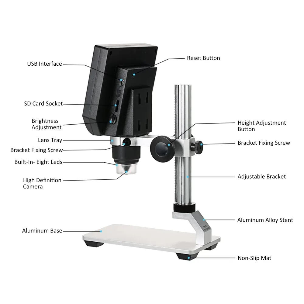 KKMOON 600X цифровой микроскоп электронный видео микроскоп HD lcd паяльный микроскоп телефон Ремонт лупа металлическая подставка
