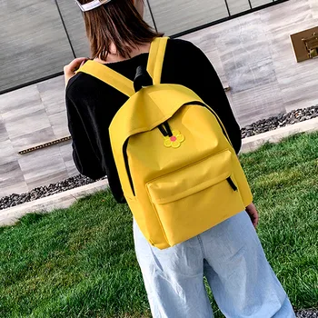 

Female backpack Fashion Flower Canvas Pure Color Large Capacity women backpack Shoulder Bag Zipper Packages mochila mujer