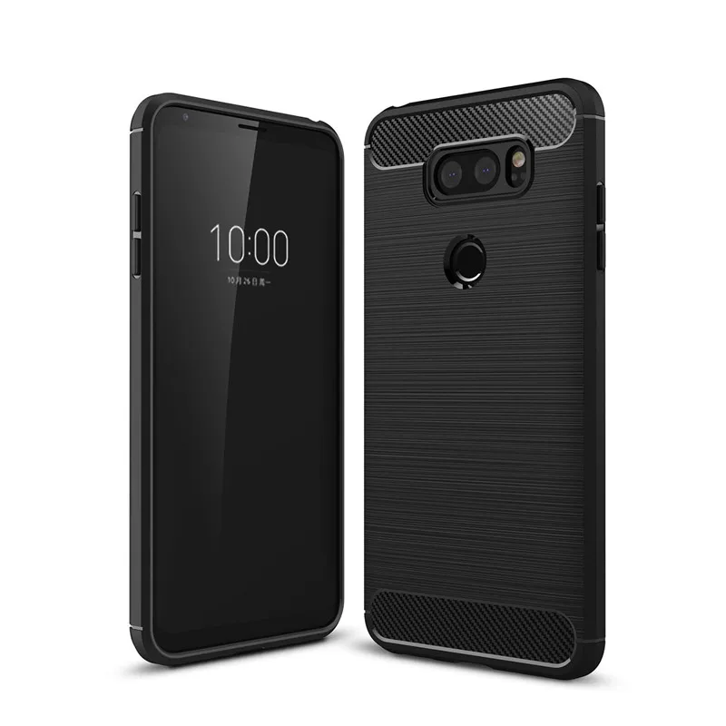 

For LG Q6 Q7 Luxury Shockproof Carbon Fiber Soft TPU Drawing Back Cover For LG V30 Slim Armor Soft Silicone Bag For G6 G7 Case