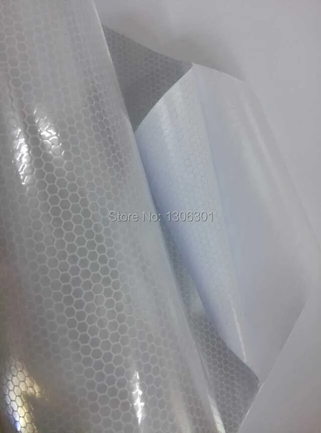 Высокая видимость прокатки белая светоотражающая пленка ПВХ самовосasheвающийся светоотражающий светильник коробка ткань безопасности предупреждающий материал для печати