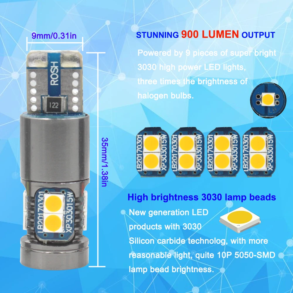 Can-bus T10 W5W светодиодный просвет Автомобильные стояночные огни для mini Cooper F54 F55 F56 R50 R52 R53 R55 R56 R57 R58 белый цвет красный, желтый с украшением в виде кристаллов blu