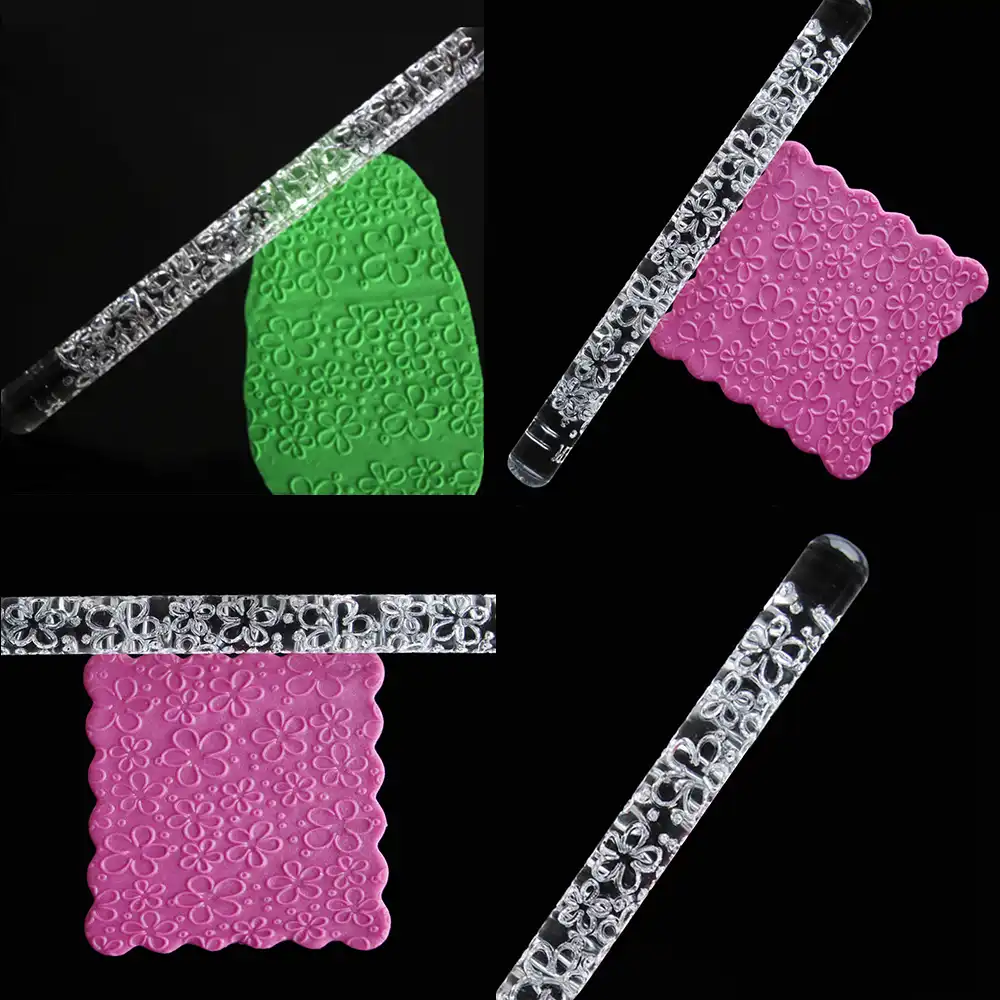 Clearance Branch Patterns Embossing Acrylic Rolling Pins Textured Non-Stick Designs for Fondant Sugar Craft Cake Baking Decorating Tool