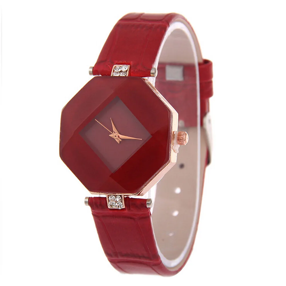 Duobla модные стразы наручные часы женские часы кварцевые сплав сплошной цвет часы платье Relogio 40Q - Цвет: red