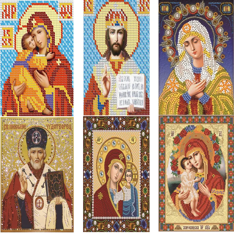 

5D DIY Round Diamond Painting Cross Stitch Religion Pictures Leader Embroidery Kit Rhinestones Handicrafts Home Decor