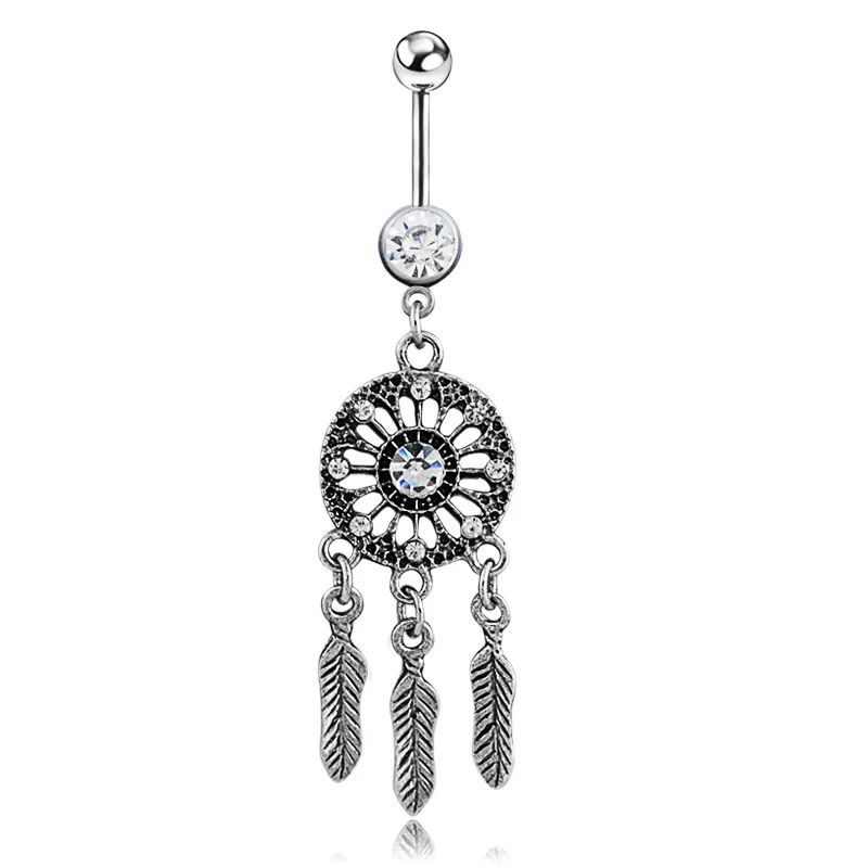 

1PC Austria Crystal Surgical Steel Dream Catcher Belly Button Rings Navel Piercing Pircing Ombligo Nombril Body Piercing Jewelry