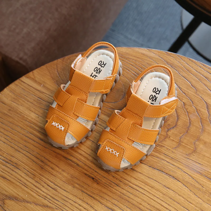 Лидер продаж Лето г. Повседневная детская обувь для маленьких мальчиков носок Кепки покрытия мягкие детские кожаные сандалии кроссовки из pu кожи