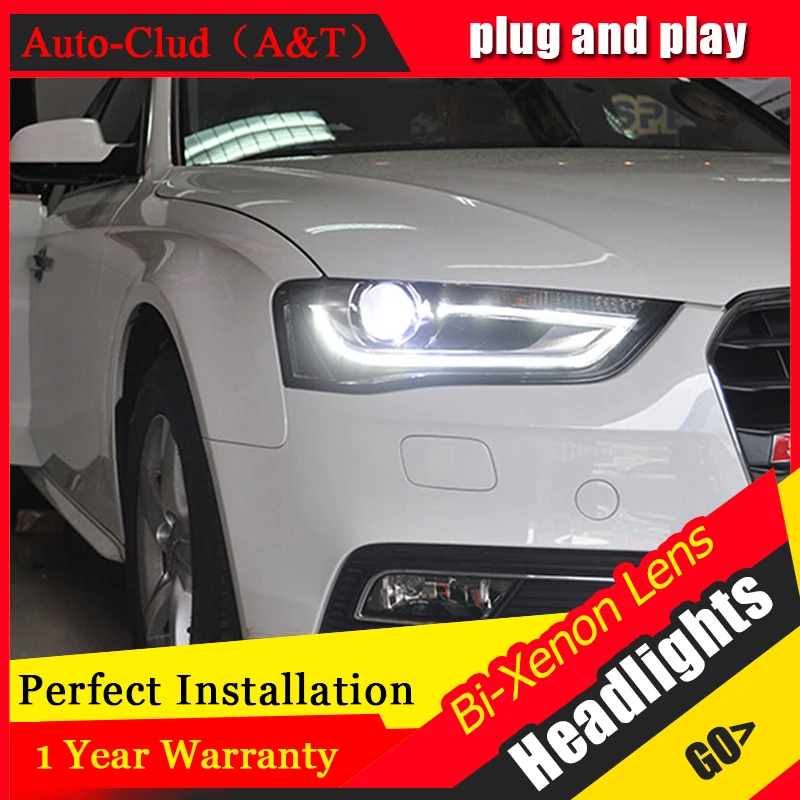 Auto Clud Car Styling for Audi A4 Headlights High Configuration A4 B9 LED DRL Lens Double