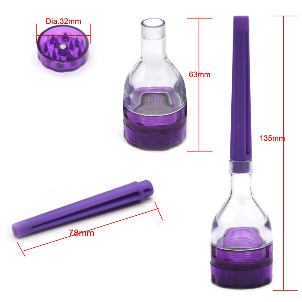 135 mm Cone Artist Multi-function Funnel Plastic Grinder Hand Cracker Muller with Cone Roller,Blue 3 Parts Tobacco Herb Spice Crusher
