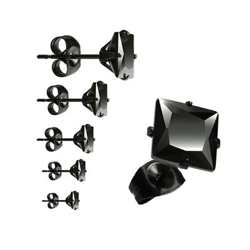 VHCZ01-9 Square White black 3mm 4mm 5mm 6mm 7mm 8mm 9mm 10mm CZ stud earrings