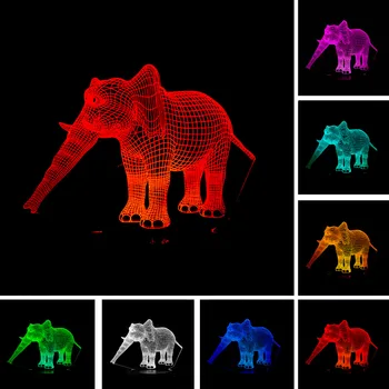 

Lovely Elephant 3D Illusion LED Night Lights Colorful Table Bedroom Lamp Birthday Party Christmas Gift Children Toys Lighting
