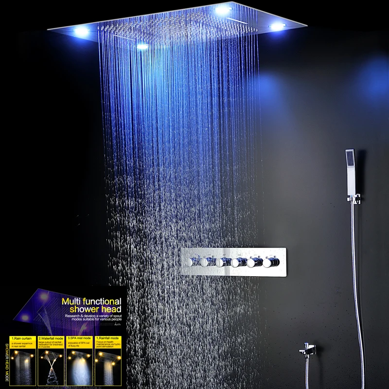 Bathroom Fixture Shower Faucets Ceiling Mounted Waterfall Mist Qw
