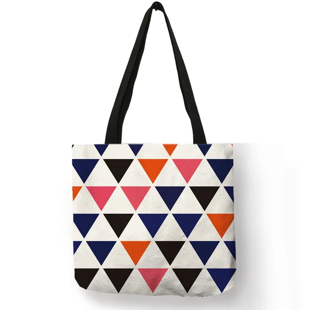 Creative Geometric Pattern Shoulder Bag Colorful Triangle Printing