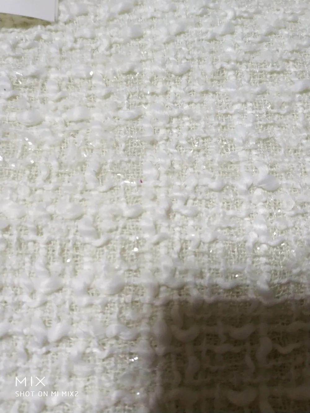 

free ship tweed fabric milk white shining line weaved pattern price for 1meter 150cm wide