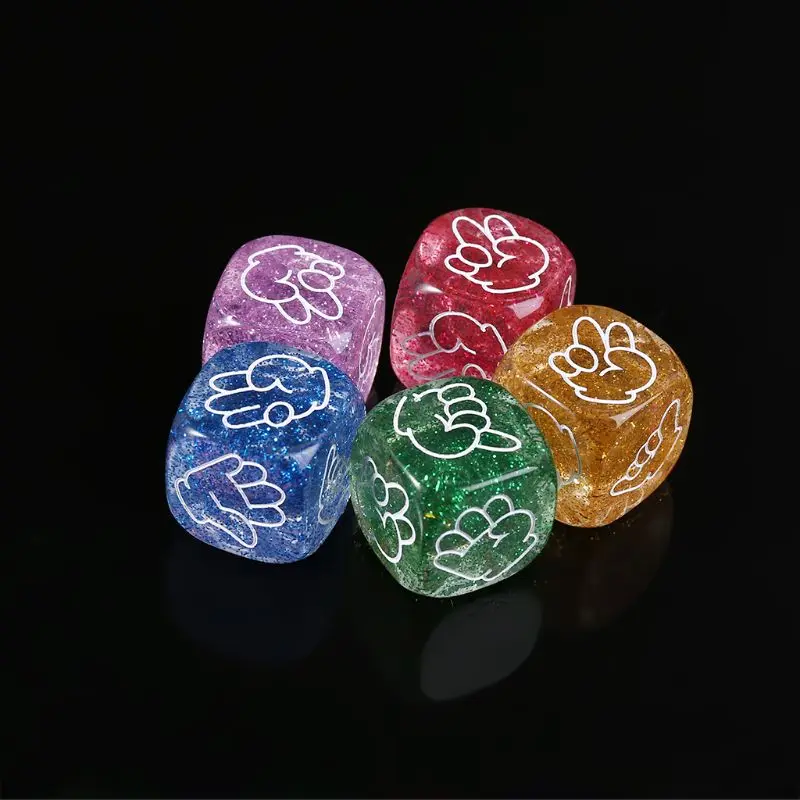 

New 5pcs/set Finger Guessing Game Dice Toys Rock Paper Scissors Stone Family Party Drinking Decider Games 6-Side 20mm Toy qiang