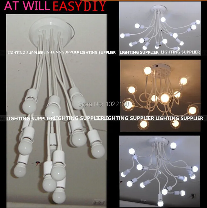 

2 sets 10 head E27 LED Pendant lamp holder spider Hanging Dining room Lamp base LED Chandelier Converter Bedroom socket+bulb