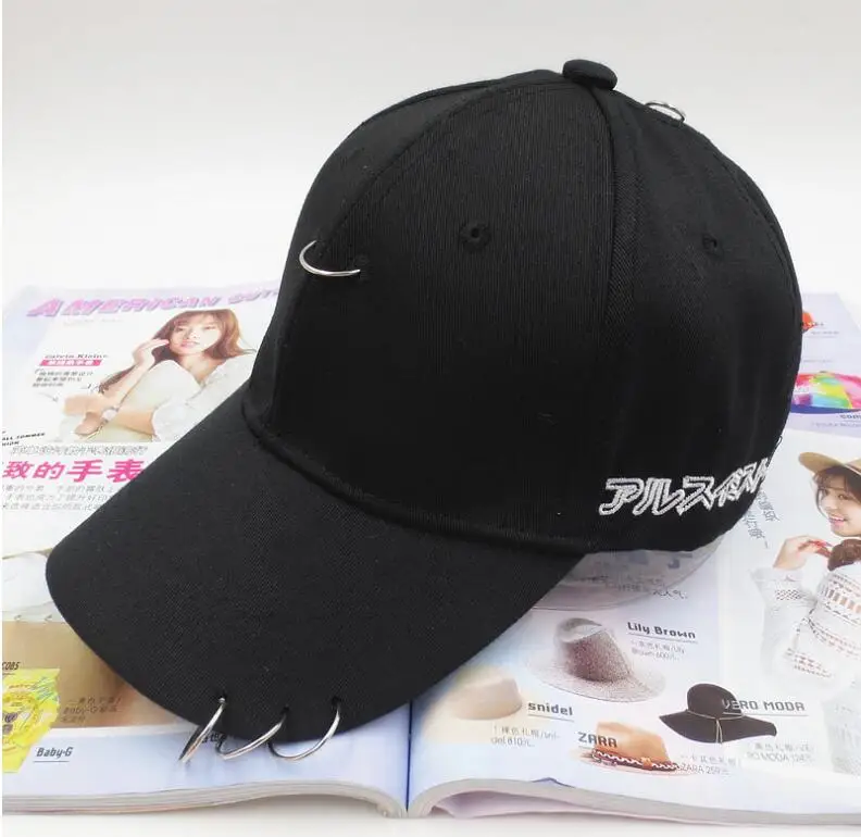 [Dexing] men cap  black unisex  Ring  hats  baseball cap men women snapback caps hip hop fashion  baseball cap with rings