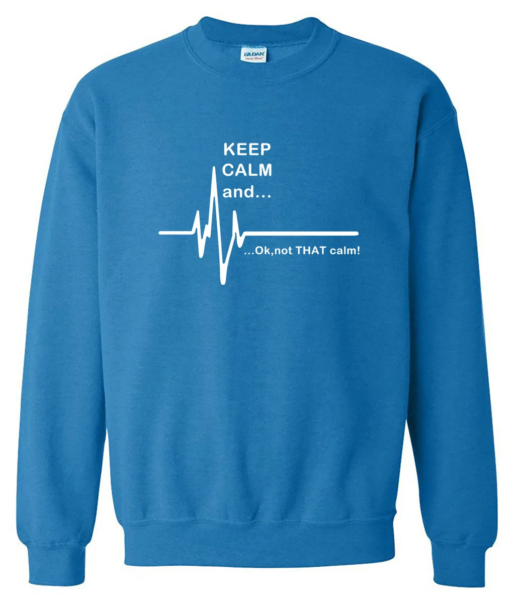 Мужская спортивная одежда толстовки с капюшоном для мужчин Keep Calm and. Not That Calm Funny EKG Heart Rate print fashion sweatshirt флисовые спортивные костюмы - Цвет: blue