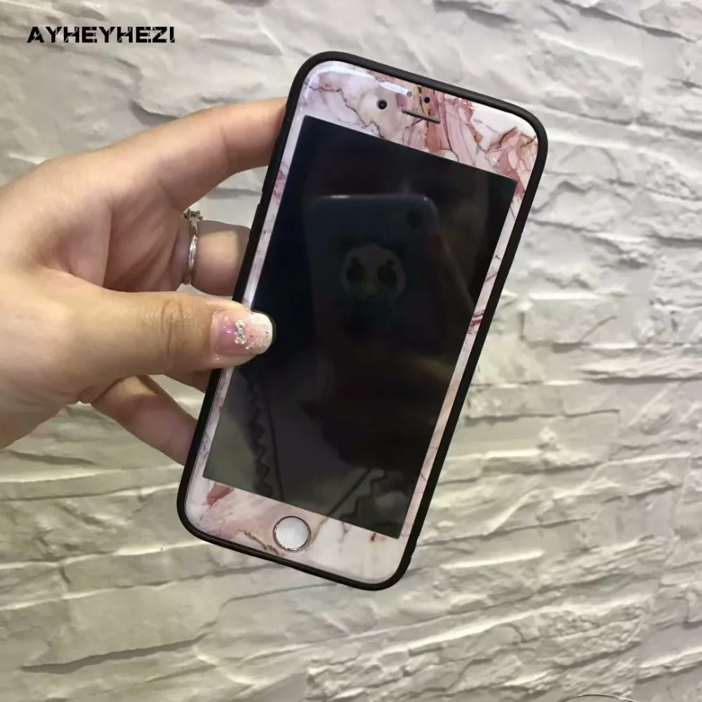 

10pcs/lot Wholesale Fashion Marble Painting Screen Protector Tempered Glass Screen Protector Color Film For iPhone 8 7 6S 6 plus