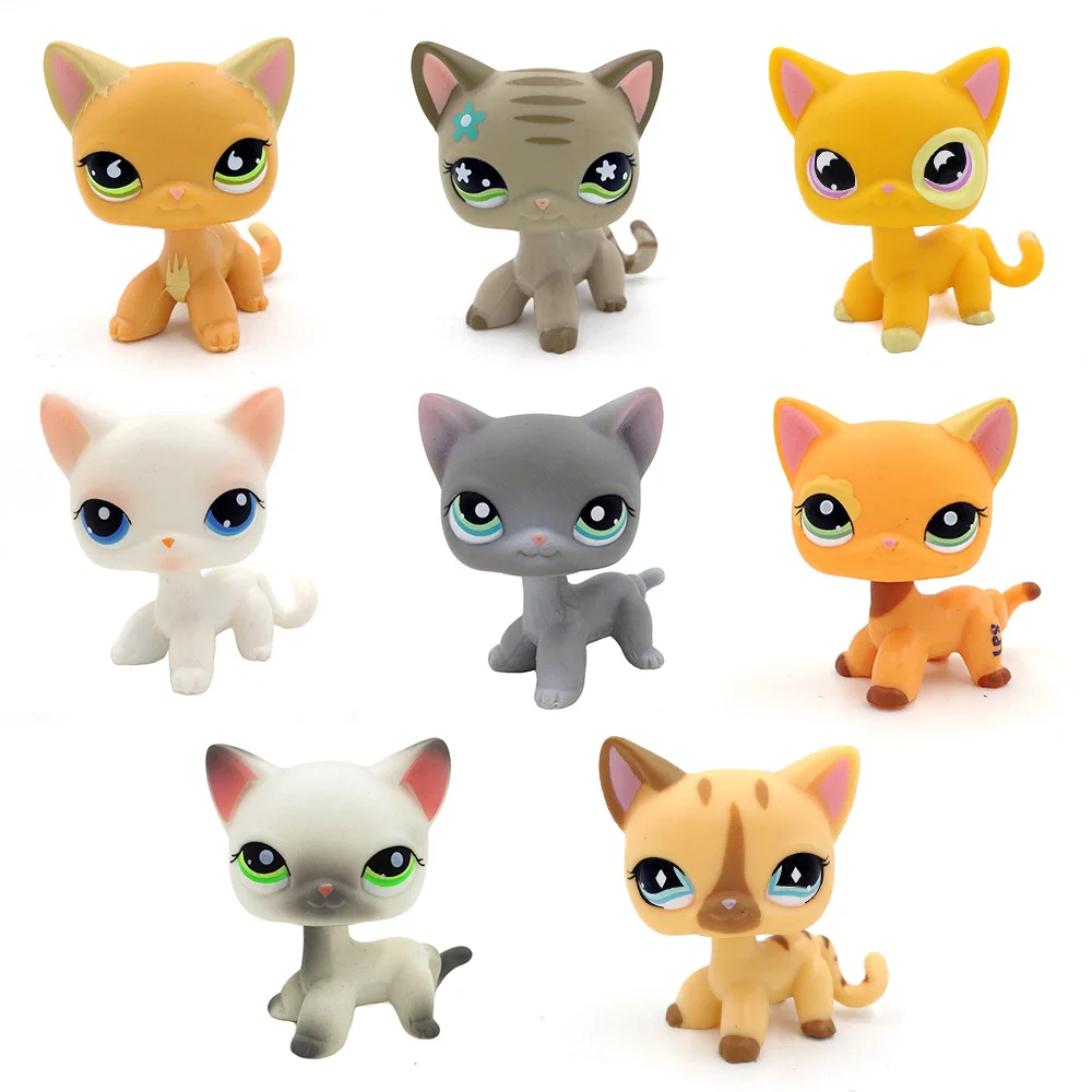 Original Mini Pet Shop LPS Cat Collection Toy Short Hair Cat Standing Real Rare Figure Toys Kitty Great Gift for Child Girls