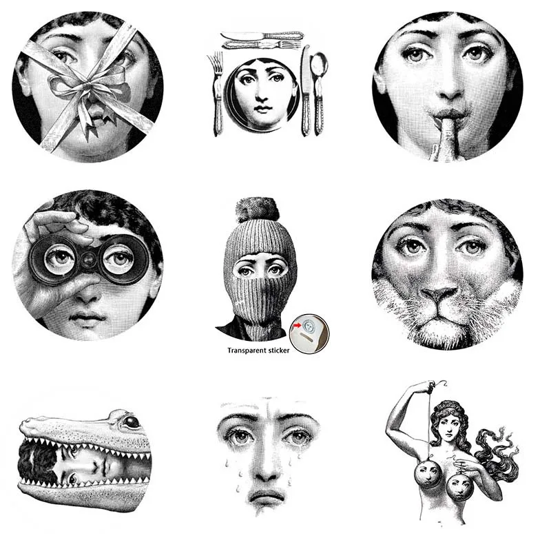 Fornasetti дизайнерские обои 9 шт Милан прозрачные наклейки для украшения гостиной пять размеров - Цвет: 7