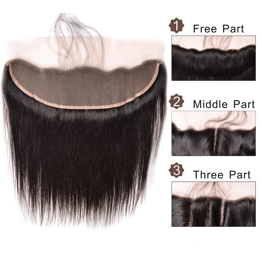 altMslynn Indian Straight Hair Bundles With Frontal Closure 13x4 Lace Frontal Closure With 3 Bundles Human Hair Non Remy Hair 4 Pcs