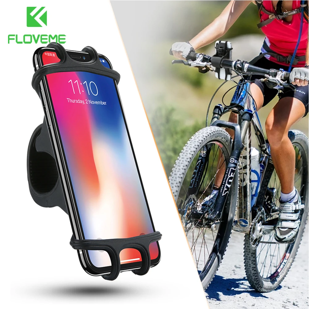 

FLOVEME Portable Silicon Bicycle Phone Holder For iPhone Samsung Motorcycle Stand Universal Fit For 4-6.5 inch Phone Accessories