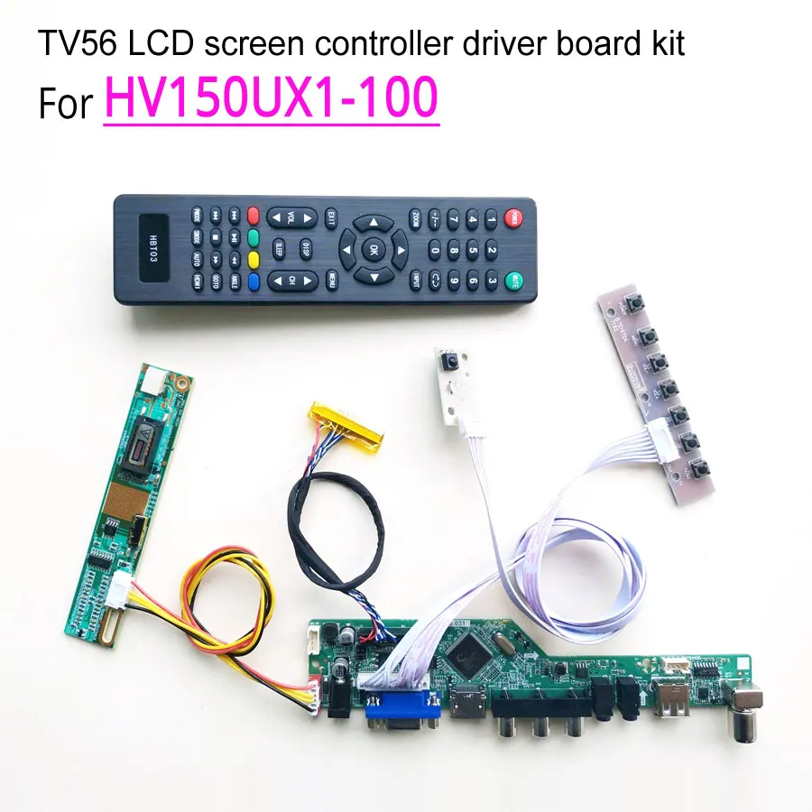 

For HV150UX1-100 laptop LCD screen 1-lamp 1600*1200 LVDS 15" 60Hz CCFL 30pin HDMI/VGA/AV/USB/RF TV56 controller driver board kit