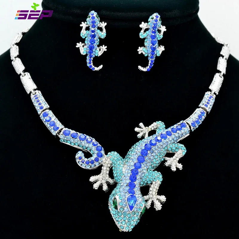 online oxide jewellery set Fashion  Animal Gecko Lizard Necklace Earring Sets with Rhinestone Crystal Women Jewelry Set FA3274 discount Fashion Jewelry Sets Fashion Jewelry Sets