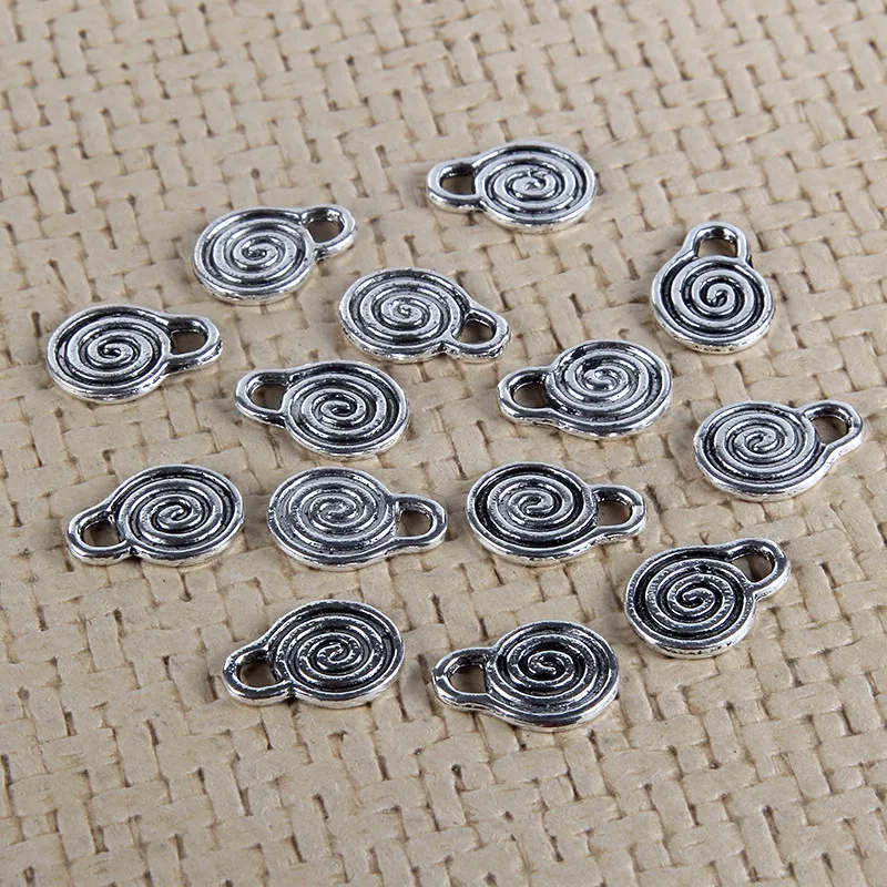 Wholesale 1cm Screw Round Shaped Silver Color Alloy Pendant Charms For