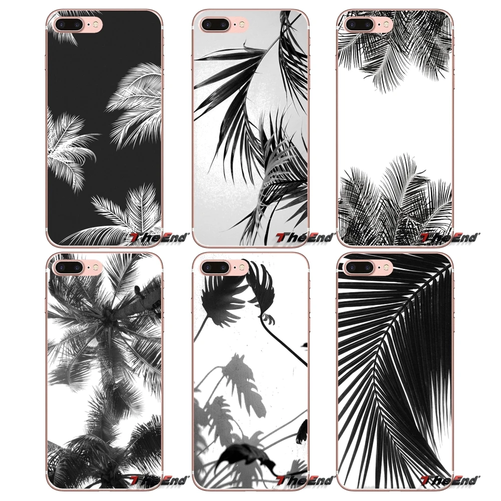 

For iPhone X 4 4S 5 5S 5C SE 6 6S 7 8 Plus Samsung Galaxy J1 J3 J5 J7 A3 A5 2016 2017 Black white palm leaves palm trees Case