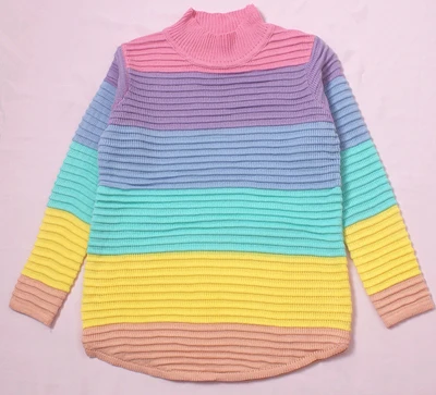 Новинка года; цветной свитер; вязаный женский свитер в полоску больших размеров для милых девушек - Цвет: colorful