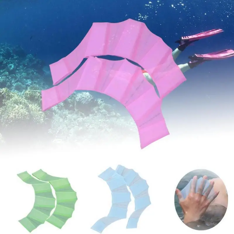 Fajas de silicona tipo RANA Unisex, 1 par, aletas de mano para natación, guantes con cincha para dedos, deportes acuáticos de paleta ~ 3 ► Foto 2/6