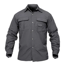 TACVASEN chemise à séchage rapide hommes chemise de randonnée chemises tactiques militaires amovibles avec poches chemise de chasse chemises de pêche en plein air
