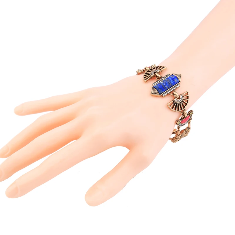 Выдолбленные сплава геометрический синтетический камень Винтаж браслет Али express мода женский браслет индийские украшения