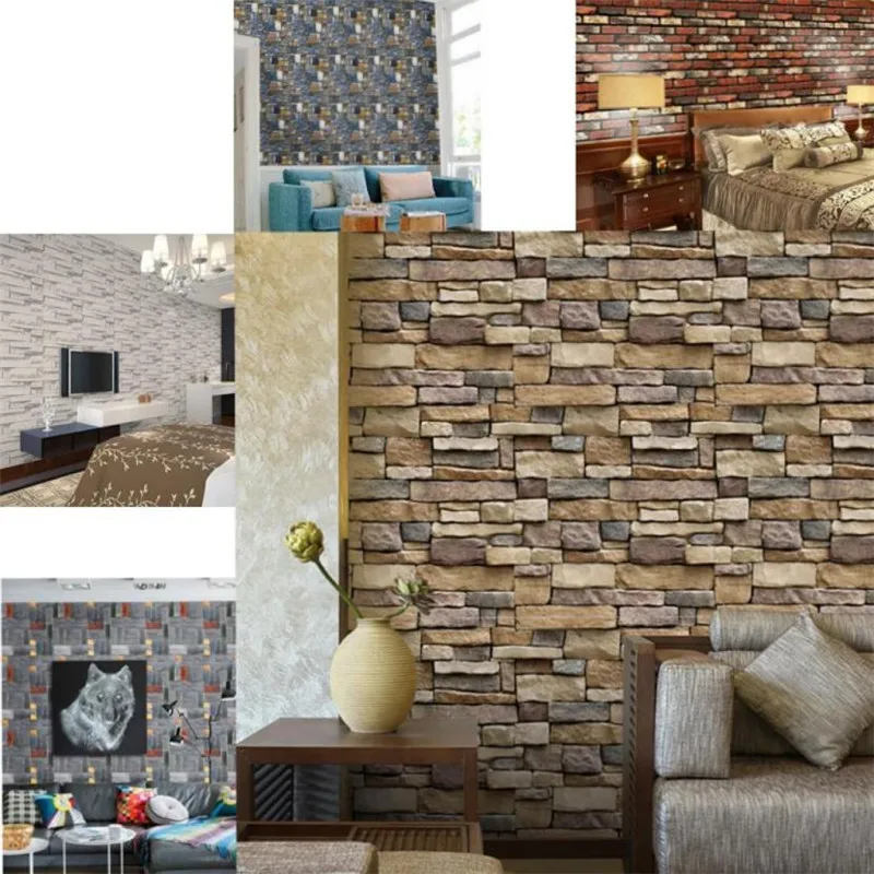 Stickers on the wall 3D Wall Paper Brick Stone  Effect Self-adhesive Wall Sticker Home Decor Drop shipping product      X0716#304