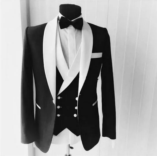 Черный мужской костюм новейший дизайн пальто брюки мужской костюм s свадебный костюм платья Slim Fit Жених лучший мужской смокинг 2 шт на заказ