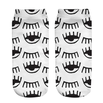 

1 Pair 3D Socks 19x8CM 3d Sexy Eyes Printed Short Socks Spring Summer Low Ankle Socks Unisex Cotton blend polyster Socks