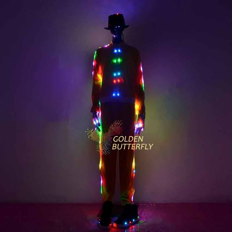 led clothing fashion luminous pants suits glowing hat talent
