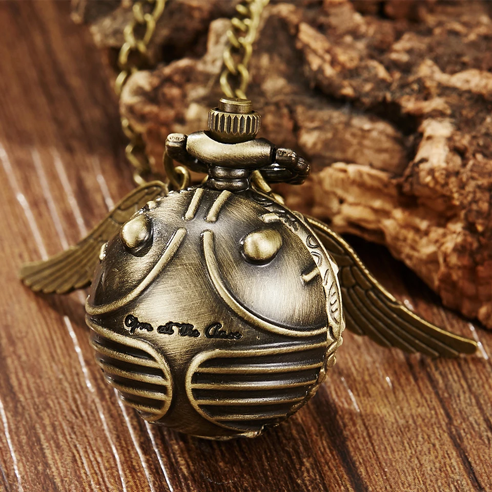 

Retro Harry Potter Necklace Clock Pocket Watch Vintage Snitch Gold Ball Silver Bronze Fob Chain Watch Men Women relogio de bolso
