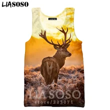 LIASOSO летняя Новинка для мужчин и женщин толстовка с 3D принтом животных майка с олененком модная майка без рукавов с круглым вырезом Топ Harajuku пуловер B102